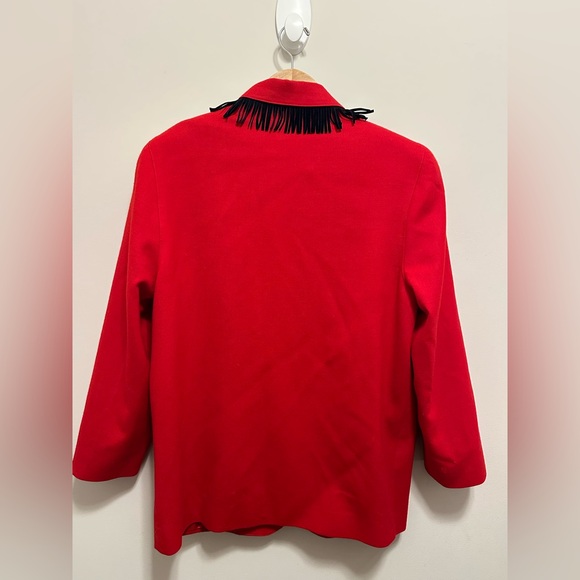 Vintage Elissa Rose Red Blazer Fringe Beaded Size 12 Native American Blazer USA - Picture 7 of 10